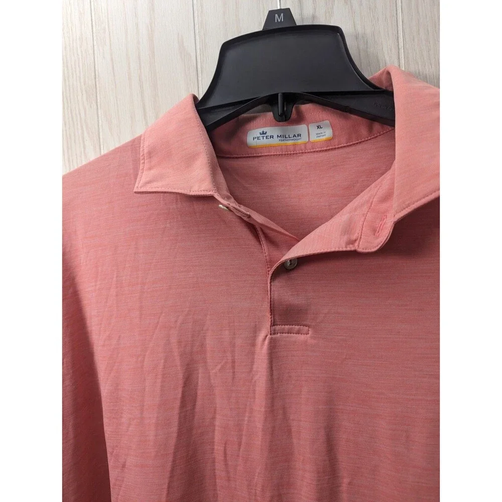 Peter Millar Polo Shirt Mens XL Pink Heathered Featherweight Golfing Golf